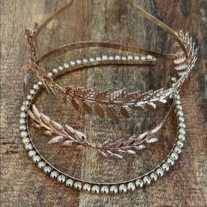 Elegant Gold and rose gold set of 4  , Leaf Headbands  x 2  and gold x 2 .